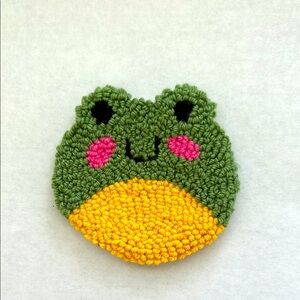 Cute Frog punch needle mug rug mini car coaster